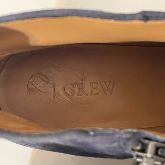 J. Crew Women's Navy Blue Suede Block Heel Ankle Booties Size 8 - Picture 10 of 14